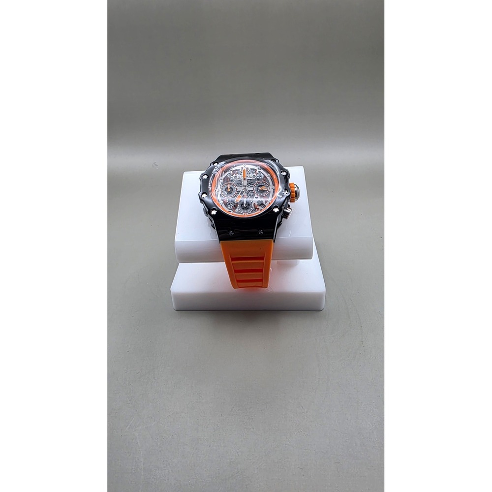 Invicta Racing Valyron/ Unisex/ 41mm/ Orange Silicone Strap/ Black Case (69784)